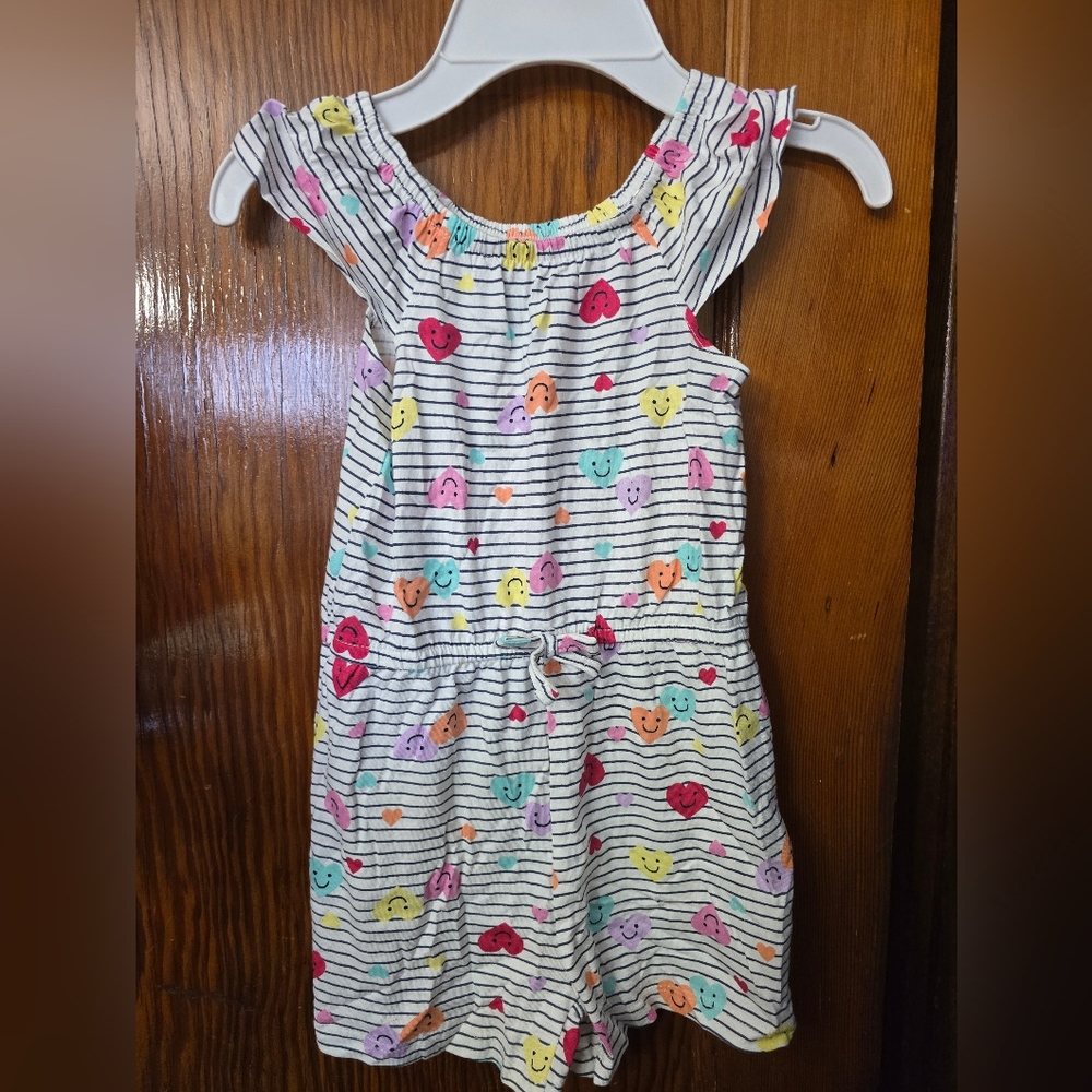 Girls Primark Striped Heart Romper Size 4-5